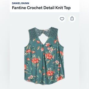 Daniel Rainn Fantine Floral V Neck Crochet Lace Sleeveless Tank Top